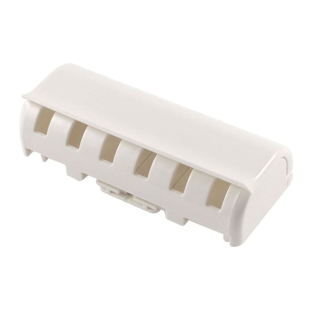 Plastic 6 Capacity Wall Mount Toothbrush Holder Shelf White w Sticker